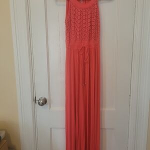 Calvin Klein Coral Lace Maxi Dress